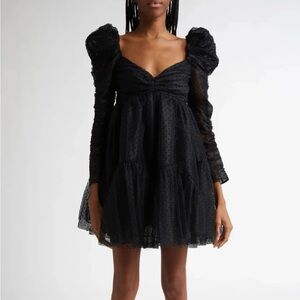 Zimmermann Polka Dot Long Sleeve Tulle Minidress